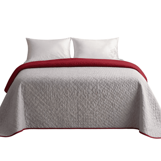 Colcha Reversível Bicolor CinzaRojo Cama 105cm Donegal Collections