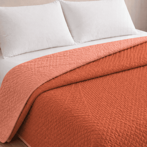 Colcha Reversível Bicolor TelhaCoral Cama 135cm Donegal Collections