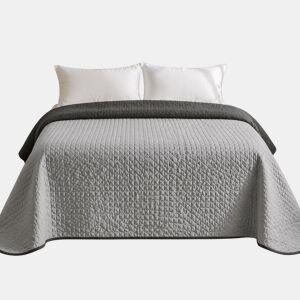 Colcha Reversível Bicolor CinzaAntracite Cama 105cm Donegal Collections