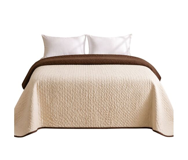 Colcha bicolor reversible beige/marrón cama 150cm donegal collections