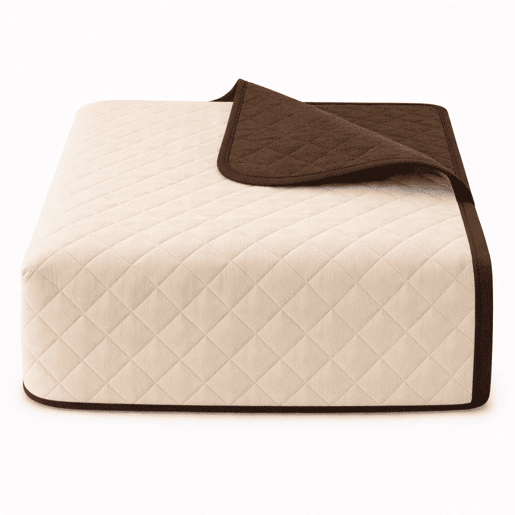 Colcha Reversível Bicolor BegeMarrom Cama 150cm Donegal Collections