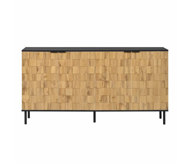 Aparador 2 puertas - estilo madera, almacenamiento, patas de metal - natural