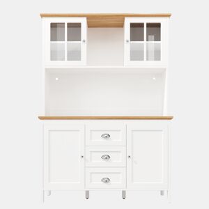 Armário alto 120x40x179 cm - 4 portas, 3 gavetas, LED - Branco