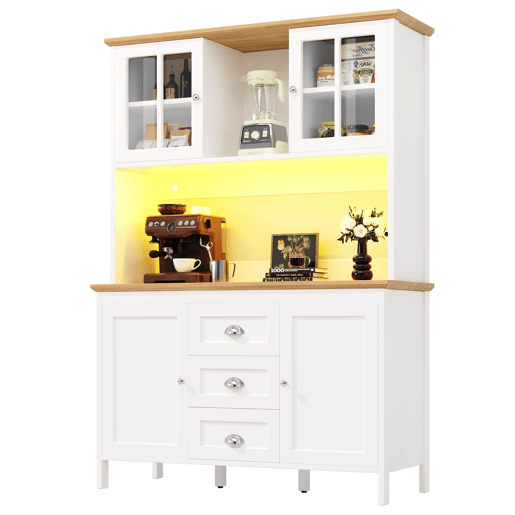 Armário alto 120x40x179 cm - 4 portas, 3 gavetas, LED - Branco Armário alto 120x40x179 cm - 4 portas, 3 gavetas, LED - Branco