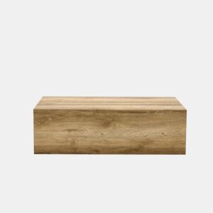 Mesa de sala retangular 90×50×30 cm - Textura de veios de madeira, material MDF, sem montagem necessária - Cor madeira