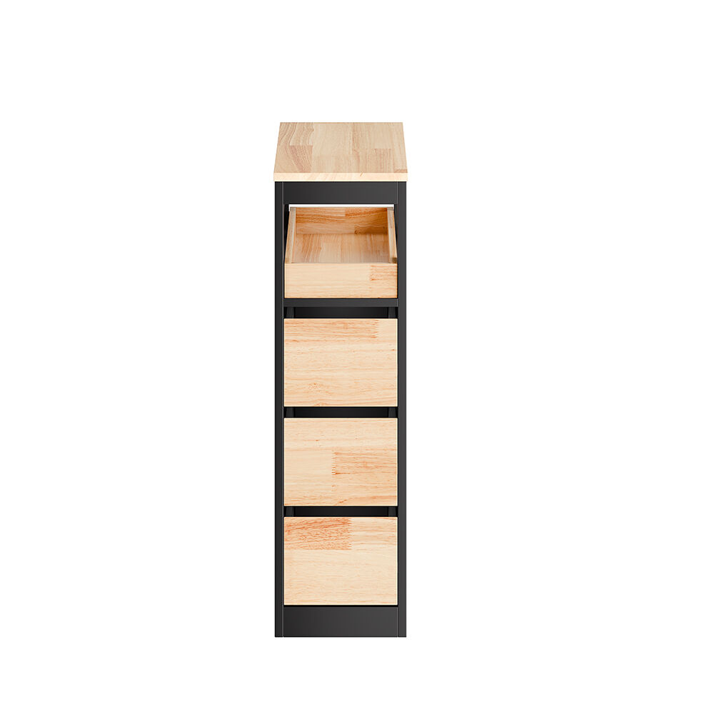 Sobuy | mueble auxiliar de baño negro con 4 ruedas | mueble estrecho para baño con 3 cajones | mueble de baño con un estante | 23.3x65.3x82.3 cm | capacidad de carga 40 kg | bzr54-ii-sch