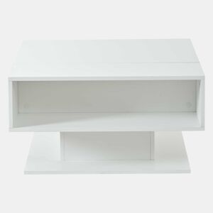 Mesa de centro 80 x 75 x 40 cm - elevável hidraulicamente, acabamento de alto brilho, com espaço de arrumação e design geométrico - branca