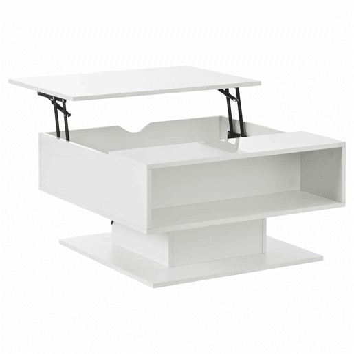Mesa de centro 80 x 75 x 40 cm - elevável hidraulicamente, acabamento de alto brilho, com espaço de arrumação e design geométrico - branca
