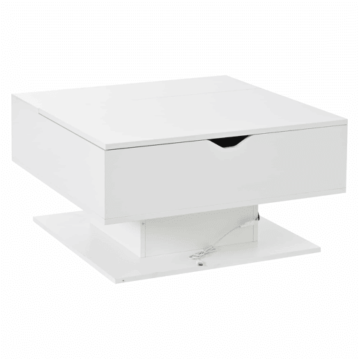 Mesa de centro 80 x 75 x 40 cm - elevável hidraulicamente, acabamento de alto brilho, com espaço de arrumação e design geométrico - branca