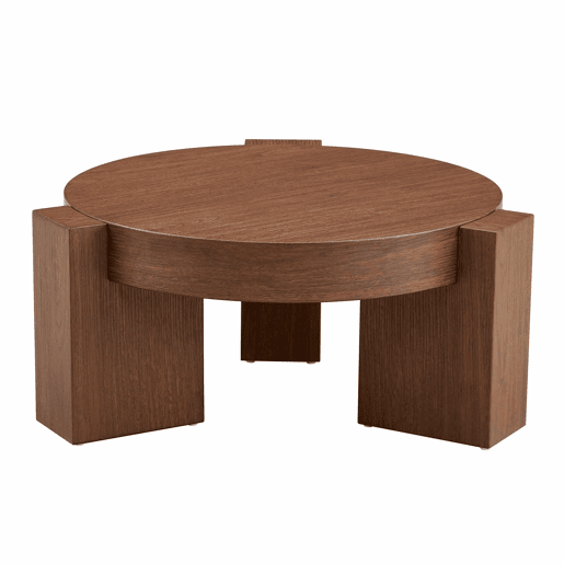 Conjunto de mesas de sala desmontáveis - Placa de vidro castanho transparente combinada com suportes de MDF com acabamento em nogueira - Cor nogueira