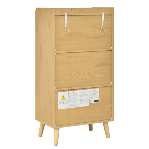 Aparador 60x40x121 cm - 2 portas de rattan, 2 compartimentos abertos, madeira - Natural Aparador 60x40x121 cm - 2 portas de rattan, 2 compartimentos abertos, madeira - Natural
