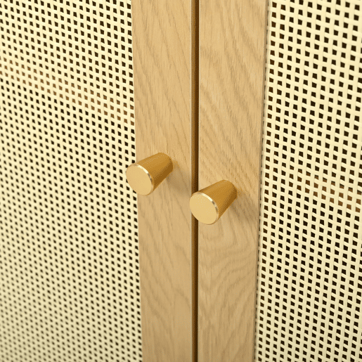 Aparador 60x40x121 cm - 2 portas de rattan, 2 compartimentos abertos, madeira - Natural Aparador 60x40x121 cm - 2 portas de rattan, 2 compartimentos abertos, madeira - Natural