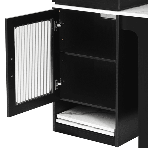 Ilha de cozinha com rodas - Mesa extensível com tampo removível e tomadas - Branco+Preto