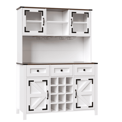 Armário alto de cozinha 120x40x170cm - 4 portas, 3 gavetas, USB, LED - Branco