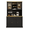 Aparador alto 120x40x191 cm - portas de vidro, arrumação, tomada e USB - preto