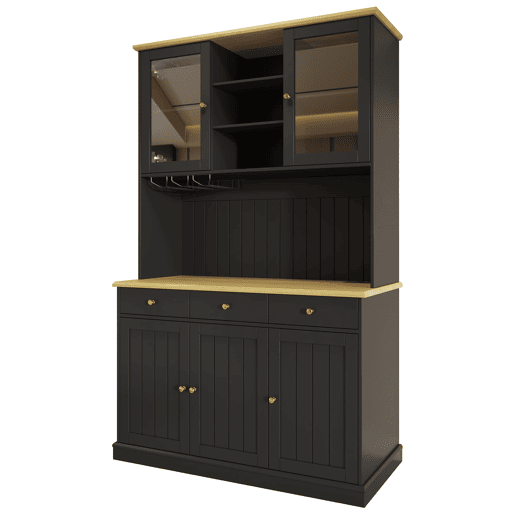 Aparador alto 120x40x191 cm - portas de vidro, arrumação, tomada e USB - preto Aparador alto 120x40x191 cm - portas de vidro, arrumação, tomada e USB - preto