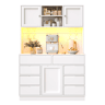 Armário alto moderno 120×40×183,5 cm - LED, 8 gavetas, USB, prateleiras ajustáveis - Branco