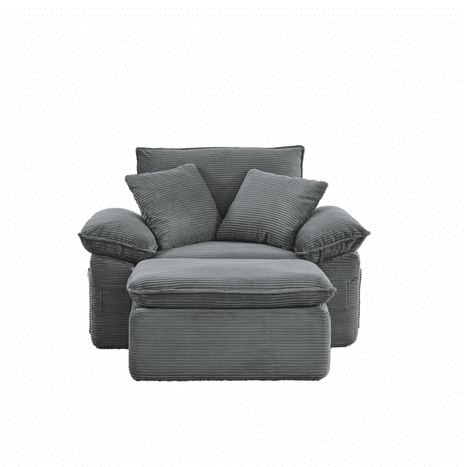 Sofá modular de 1 lugar - sofá-cama sem montagem, Cloud Couch macio com apoio para os pés, bolsos de arrumação, combinação modular - cinzento claro