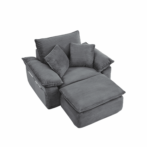 Sofá modular de 1 lugar - sofá-cama sem montagem, Cloud Couch macio com apoio para os pés, bolsos de arrumação, combinação modular - cinzento claro