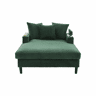 Sofá Lounge de 1 lugar - Multifuncional com chaise longue, porta-copos, iluminação LED, espaço de arrumação e porta USB - Verde-esmeralda