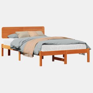 Estrutura de cama de casal simple com cabeceira - Marrom Cera 120 x 190 cm