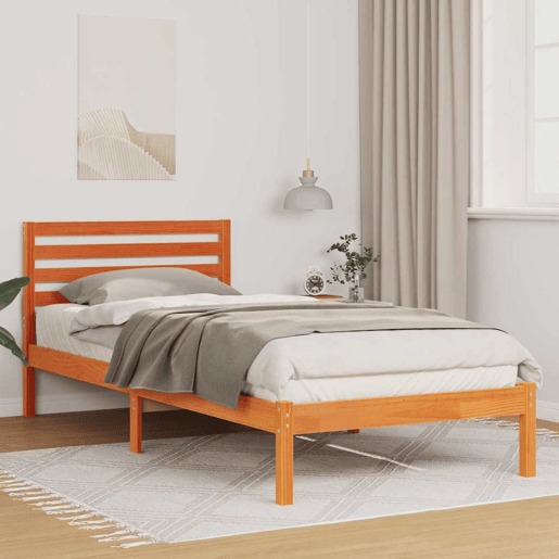 Estrutura da Cama com cabeceira - Marrom Cera 100 x 210 cm