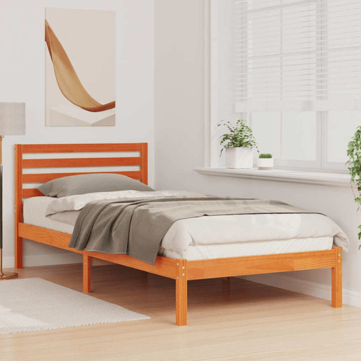 Estrutura da Cama com cabeceira - Marrom Cera 100 x 210 cm