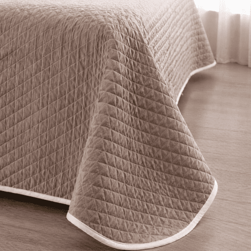 Colcha Reversível Bicolor BegeCouro Cama 180cm Donegal Collections