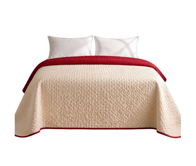 Colcha bicolor reversible beige/rojo cama 135cm donegal collections