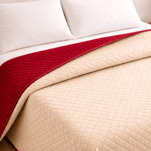 Colcha Reversível Bicolor BegeRojo Cama 135cm Donegal Collections