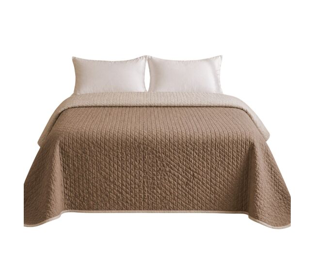 Colcha bicolor reversible cuero/lino cama 150cm donegal collections