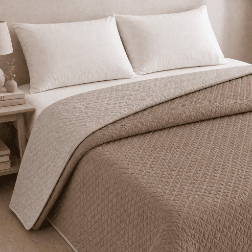 Colcha Reversível Bicolor CouroLinho Cama 150cm Donegal Collections