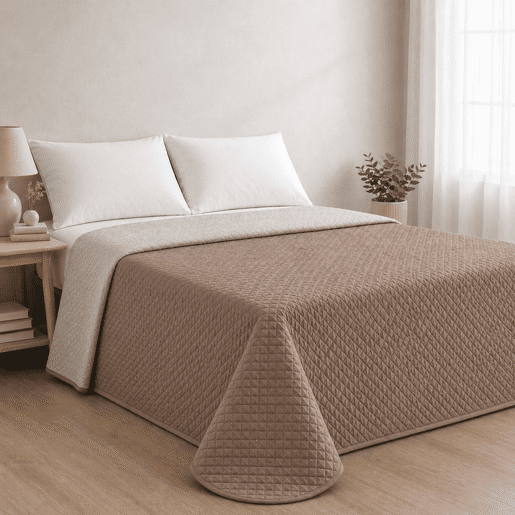 Colcha Reversível Bicolor CouroLinho Cama 150cm Donegal Collections