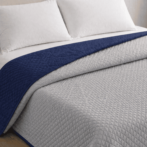 Colcha Reversível Bicolor AzulCinza Cama 90cm Donegal Collections