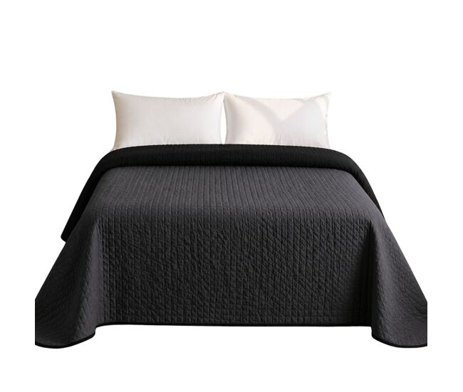 Colcha bicolor reversible antracita/negro cama 105cm donegal collections
