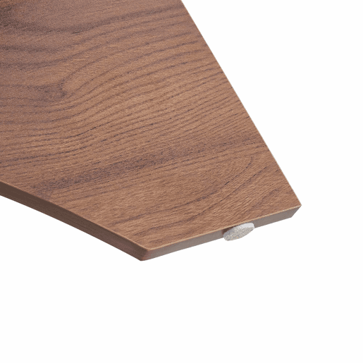 Mesa de café ovalada - 104,9 x 60 cm - Estrutura em madeira de nogueira com prateleiras dispostas diagonalmente e nível de armazenamento integrado - Cor transparente, nogueira