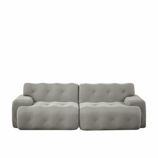 Sofá Cloud de 2 lugares - design moderno e curvo com braços largos e estofamento com botões, sem montagem - cinzento