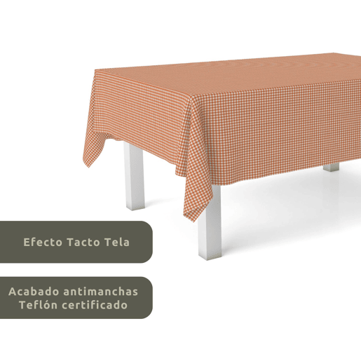 Toalha de mesa Vichy Pequena Naranja Teflon Pronta 240x140cm Donegal Collections