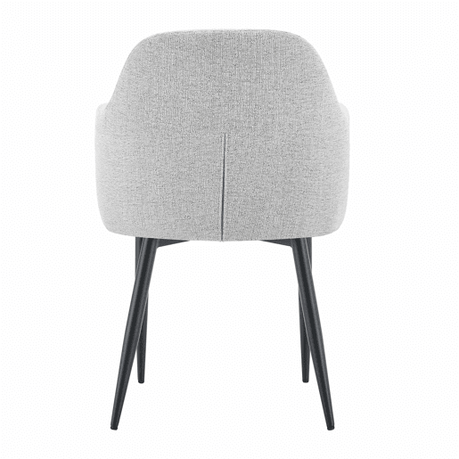 Conjunto de 2 cadeiras de jantar de 83 cm - Encosto envolvente, pés metálicos cruzados - Preto, Cinza Claro