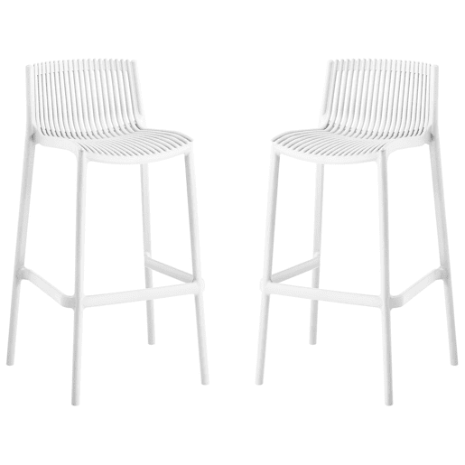 Conjunto de 2 cadeiras altas empilháveis de plástico > - Branco Conjunto de 2 cadeiras altas empilháveis de plástico > - Branco