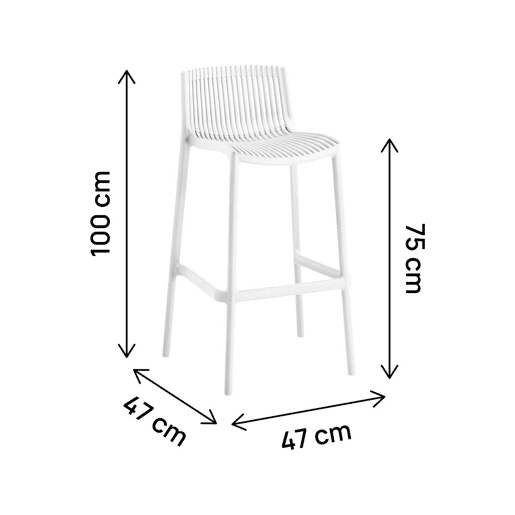 Conjunto de 2 cadeiras altas empilháveis de plástico > - Branco Conjunto de 2 cadeiras altas empilháveis de plástico > - Branco