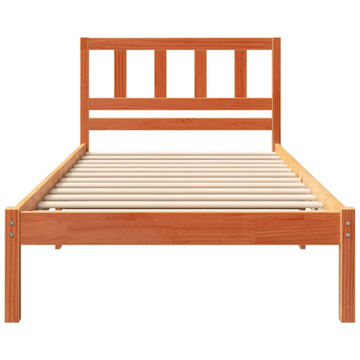 Estrutura de cama de solteiro moderno com cabeceira - Marrom Cera 80 x 200 cm