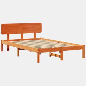 Estrutura de cama de casal simple com cabeceira - Marrom Cera 120 x 200 cm