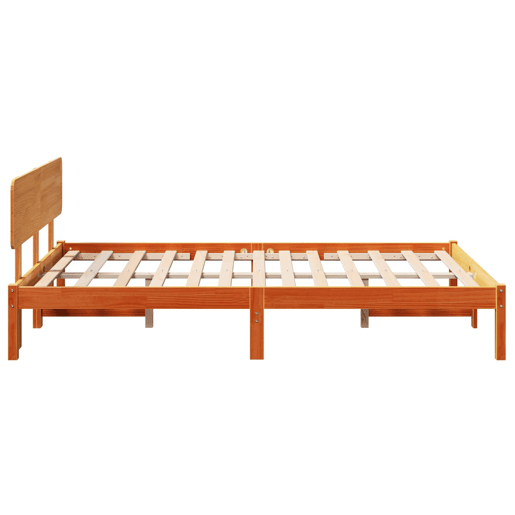 Estrutura de cama de casal simple com cabeceira - Marrom Cera 120 x 200 cm