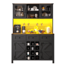 Armário de cozinha 120x40x170 cm - 4 portas, 3 gavetas, LED, USB, preto