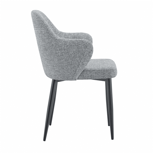 Conjunto de 2 cadeiras de jantar de 83 cm - Encosto envolvente - Cor preta, cinzenta
