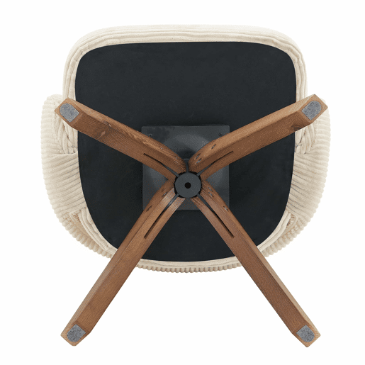 Conjunto de 2 cadeiras Retro - Estrutura com riscas verticais, madeira maciça em tom de nogueira, rotação silenciosa de 360° - Branco