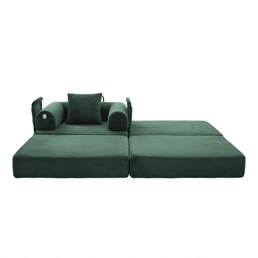 Sofá-cama individual - Design ergonómico, estrutura metálica resistente, almofadas confortáveis, inclui bolso lateral - Verde esmeralda