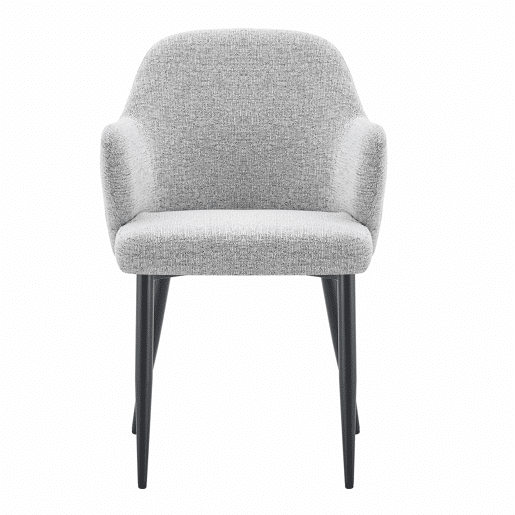 Conjunto de 2 cadeiras de jantar de 83 cm - Encosto combinado em tecido cinzento e PU preto - Cor cinzenta e preta