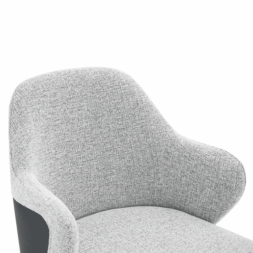 Conjunto de 2 cadeiras de jantar de 83 cm - Encosto combinado em tecido cinzento e PU preto - Cor cinzenta e preta